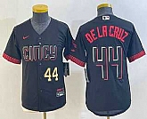 Youth Cincinnati Reds #44 Elly De La Cruz Number Black 2023 City Connect Cool Base Stitched Jerseys,baseball caps,new era cap wholesale,wholesale hats